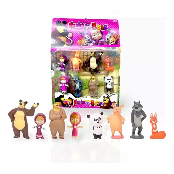Set De Muñecos Masha Y Oso X8 Para Niños