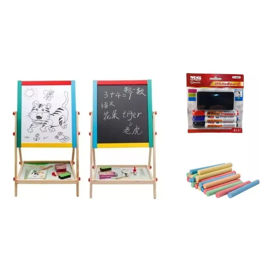 Promo Pizarra 2 En 1 + 3 Marcadores + Borrador + 100 Tizas