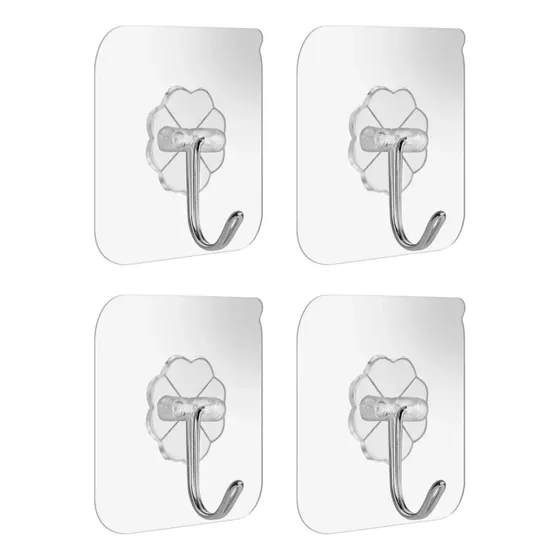 Percha Gancho Autoadhesivo Pack X4 Acero 3kg Adhesivo Color Transparente