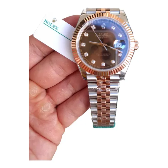 Reloj Rolex Datejust Chocolate Con Diamantes Suizo