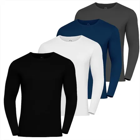 Kit 4 Camiseta Masculina Camisa Manga Comprida Malha Fria Kit 1 Liso M