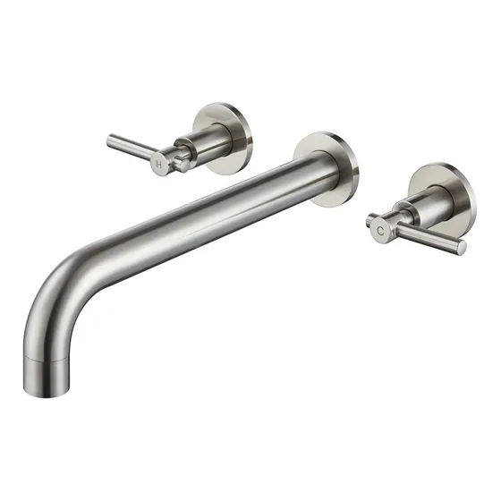 Grifo Romano Laton Niquel Cepillado Para Bañera 2 Asa