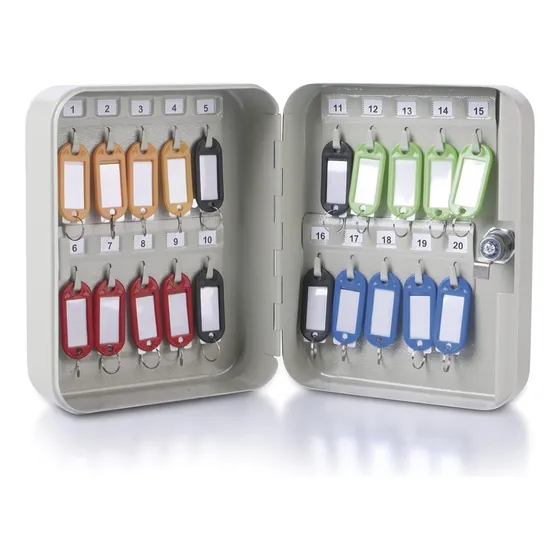 Caja Fuerte Organizador Porta Llaves 20 Ganchos +20 Llaveros Color Blanco