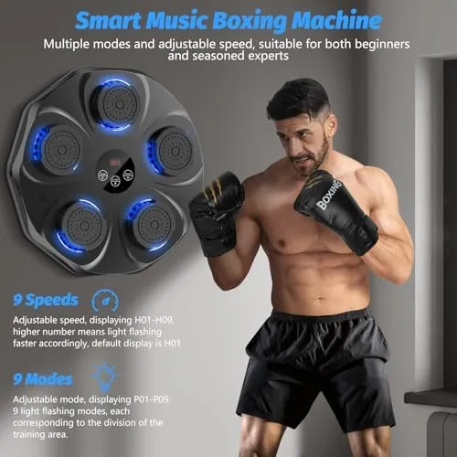 Maquina De Boxeo Musical+guantes Color Negro