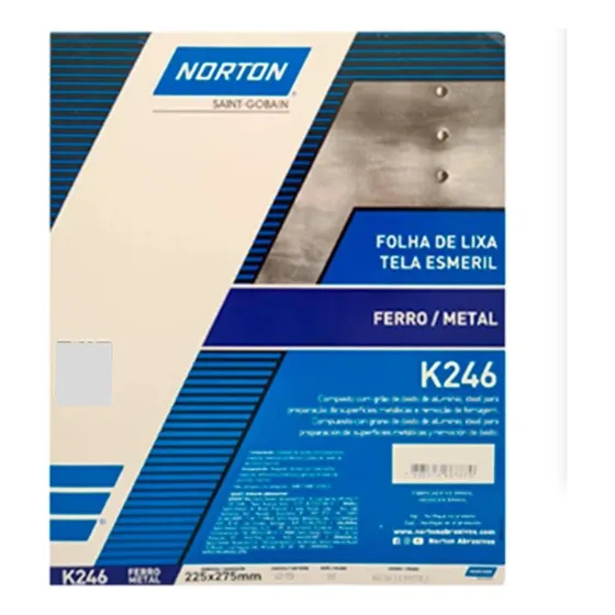 Lixa Ferro/metal K246 Grão 80 225x275 C/25 Unidades - Norton
