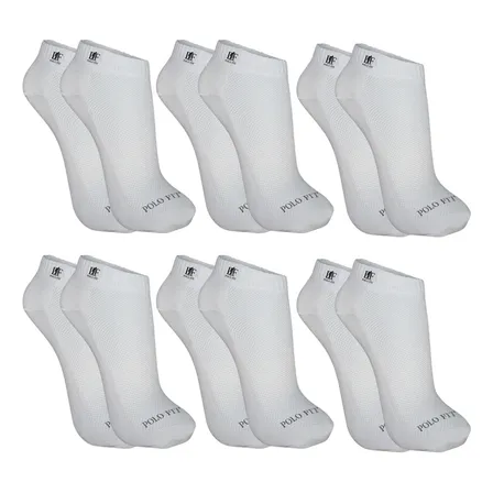 Kit 6 Pares Meias Soquete Cano Curto Baixo Algodão Polo Fit