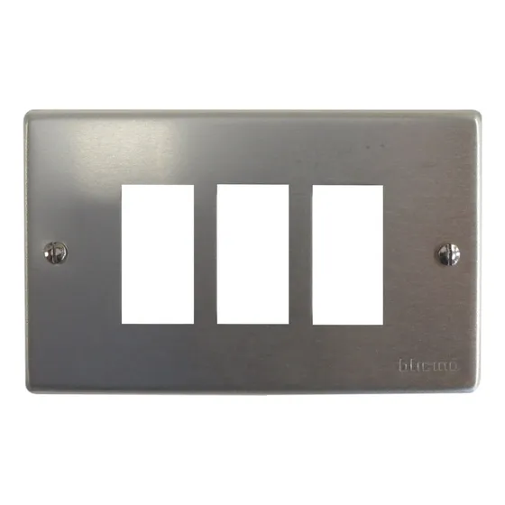 Tapa Placa Bticino Metálica Aluminio 3 Módulos Champagne 