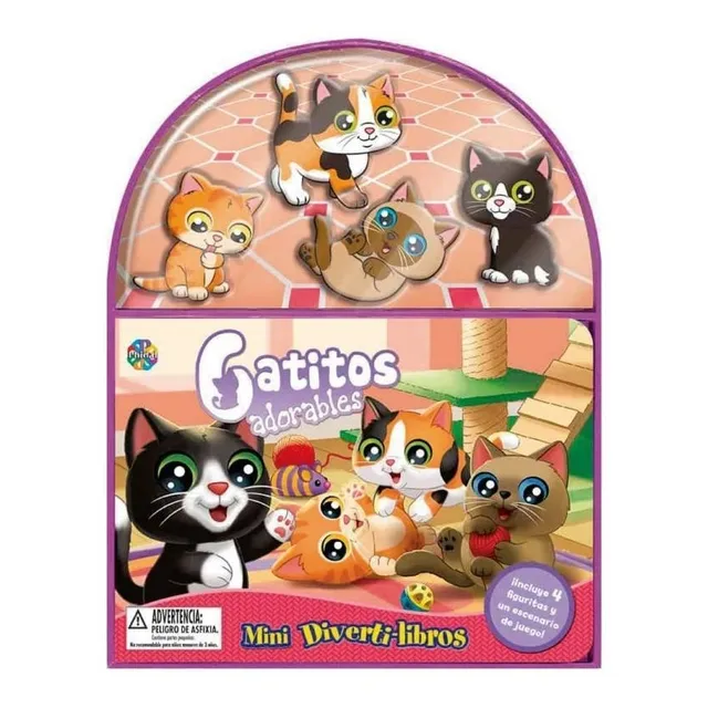Libro Para Niñas Y Juego 2 En 1 Figuras Animales Gatos Niños