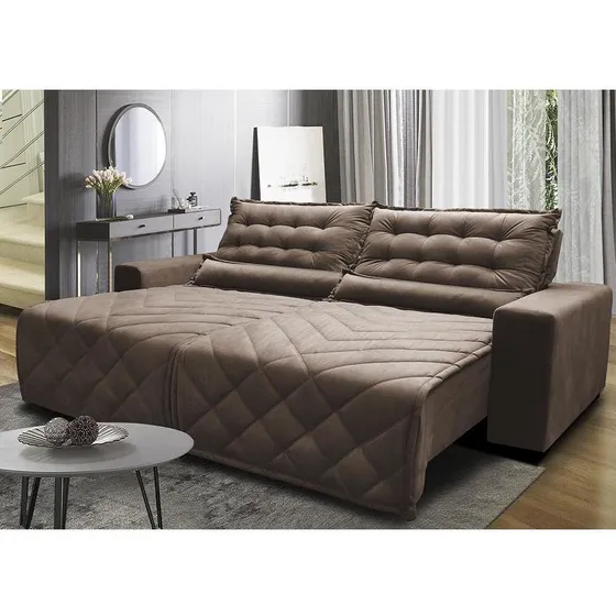 Sofá 2,62m Retrátil E Reclinável Cama Inbox Plus Castor