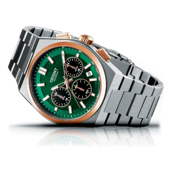 Relógio Orient Masculino Solartech Original Dourado E Verde