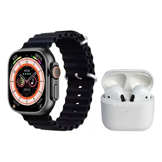 Reloj Inteligente Isdewatch Ultra Con Audifonos Bluetooth Caja Negro Correa Negro Bisel Negro Diseño de la correa Milanese