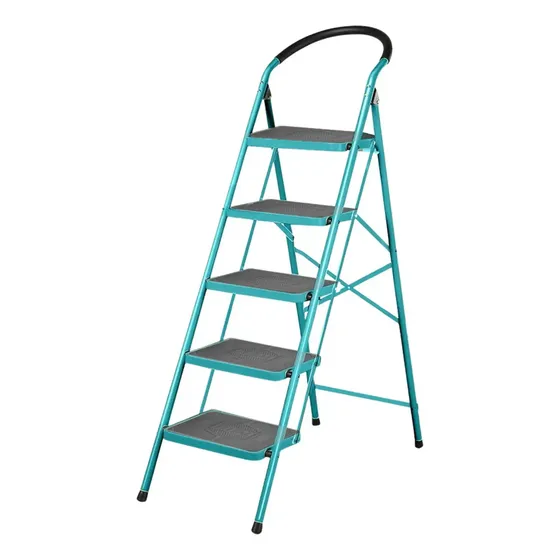 Escalera Tubular De Acero 5 Pasos Soporta 150kg Total Color Turquesa