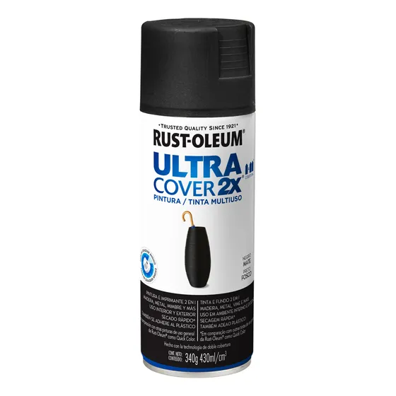 Spray Pintura Ultracover Negro Mate 2x Colores Rust Oleum