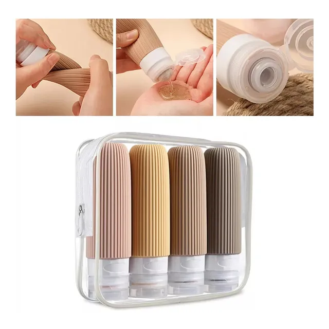 Botellas De Viaje Silicona Portatiles Contenedor, 4 Piezas