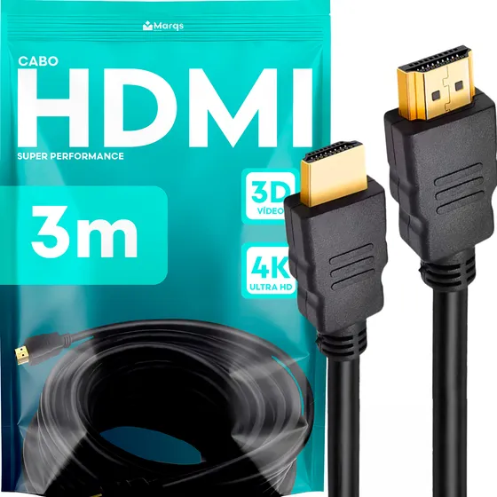 Cabo Hdmi Gold 3m Metros Mts 3d Full Hd Blindado Marqs Home Tv Pc Video Game