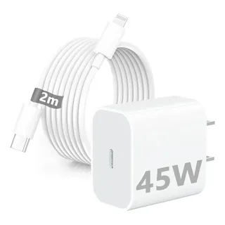 45w Cargador Rápido Cargador Compatible Con iPhone 14 13 12 11 X Xr 8 /iPad Pro 10.5/11/iPad Mini 5 7 9 Con Cable 8pin... Blanco