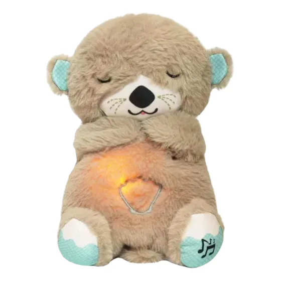 Peluche De Apego Luz Sonido Respira Para Bebés Beige