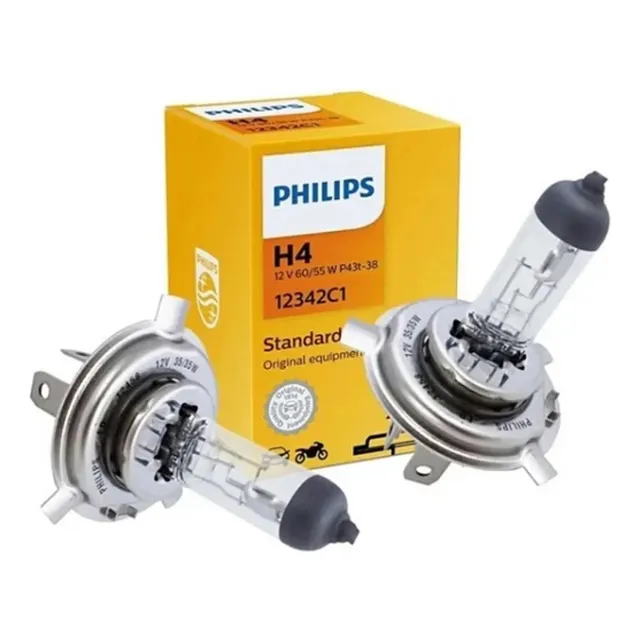 Par Lâmpadas Farol Baixo E Alto H4 Philips Halogena 12v