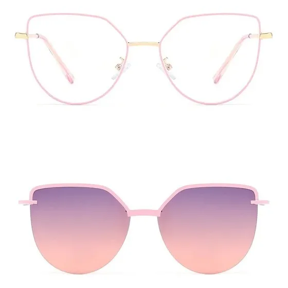 Lentes Ojo Gato Filtro Luz Azul Graduar Clip Magnético  
