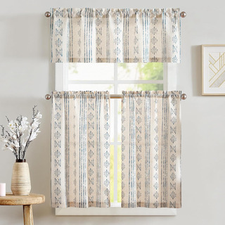 Cortinas De Cocina A Rayas Boho Jinchan Y Juego De Valance. Cortinas De Cocina A Rayas Boho Jinchan Y Juego De Valance.