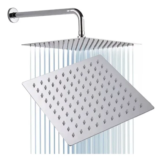 Ducha Cuadrada De 6  Ultra Plana Con Su Tubo Y Roseta
