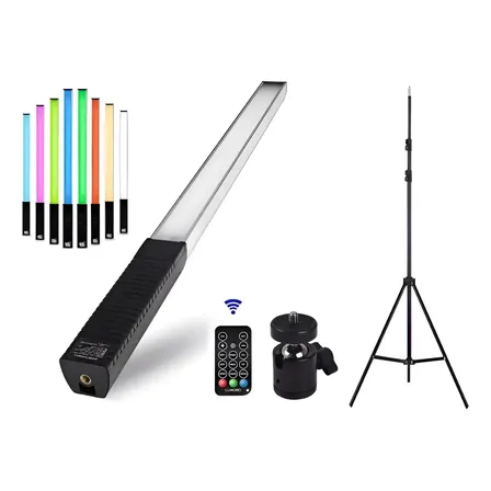 Bastão Led Rgb Luxceo Q508a Profissional + Tripé + Ball Head 5v Preto Branco-quente/frio C/ Rgb