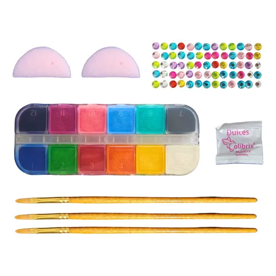 Kit De Maquillaje Pintura Pintacaritas Body Paint Colibrix