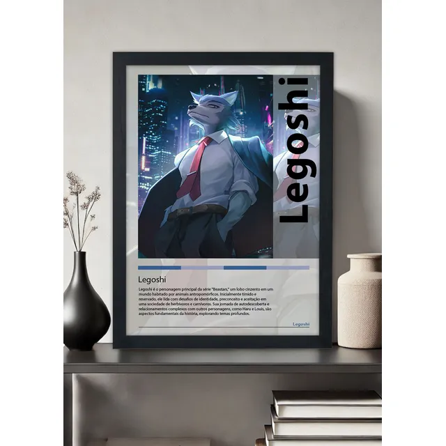 Quadro Decorativo Legoshi - Beastars O Lobo Bom - Com Vidro