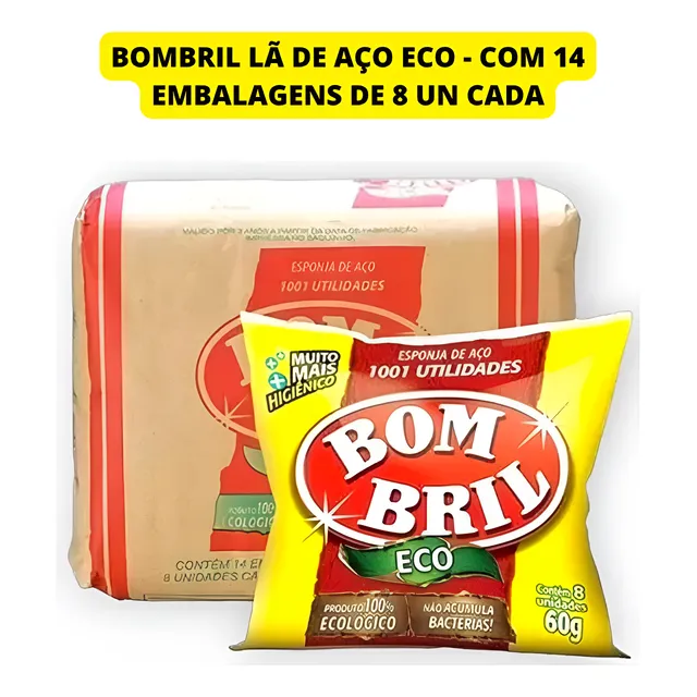 Esponja De Aço Bom Bril La De Aço - 8 Unidades
