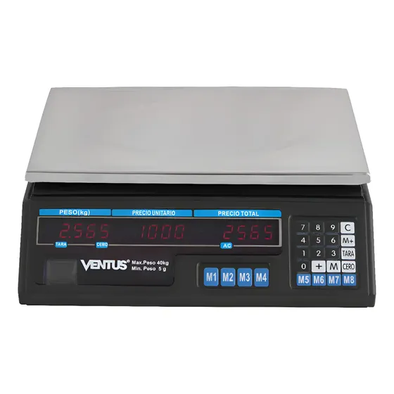 Ventus Balanza Digital B-40 Visor Led Rojo 40 Kg Color Negro
