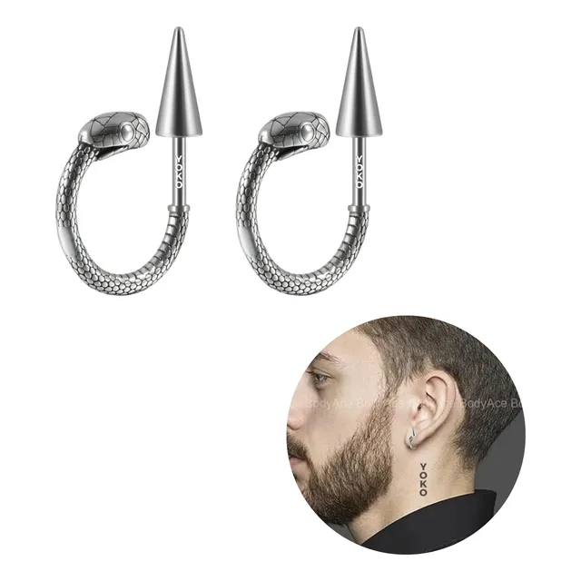 Aretes Rosca Candonga Gotico Vintage Serpiente Hombre
