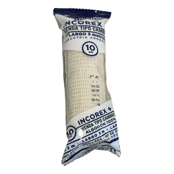 Venda / Gasa Tipo Cambric Incorex 10 Cm. X 3 Mts. X 50 Un. Color Blanco