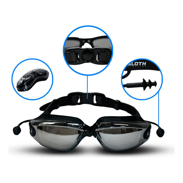 Óculos De Natação Sloth Aquatech Antiembaçante Uv Mirror Cor Preto Óculos De Natação Sloth Aquatech Antiembaçante Uv Mirror Cor Preto