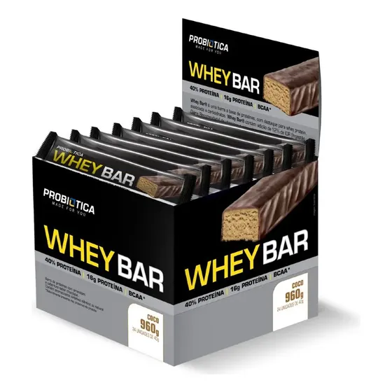 Whey Bar 24 Un - 15g De Proteína Por Barra - Probiótica