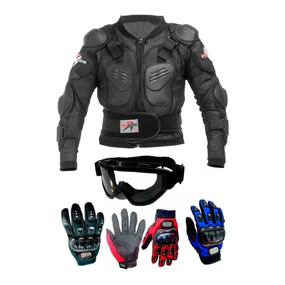 Kit Chamarra Pechera + Guantes Probiker + Antiparra Fas Moto