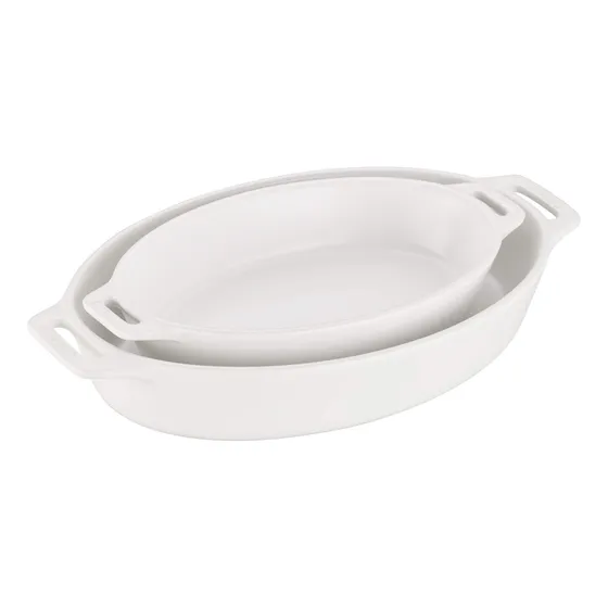 Plato Ovalado Para Hornear 2 Pieza Blanco Mate