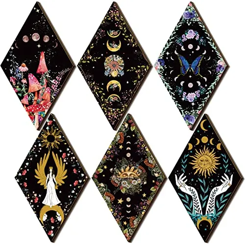 Qunclay 6 Pcs Boho Pared Decoración Luna Sol Fases 29pm7