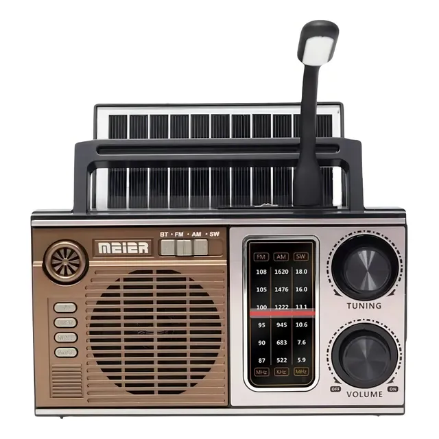 Radio Vintage Estilo Antiguo Panel Solar + Luz + Aux + Usb Color Marrón