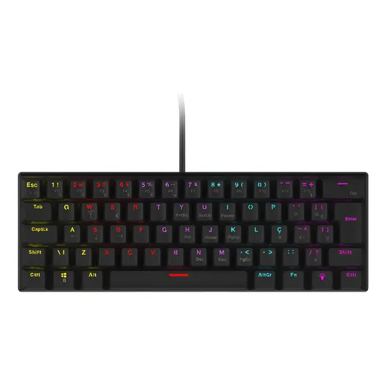 Teclado Mecânico 60% Vinik Anihi Red Switch RGB ABNT2 USB Preto