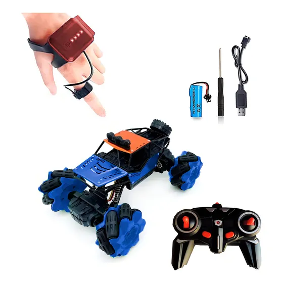 Camioneta 4x4 Radio Control Remoto Auto Juguete Luz Led Color Azul