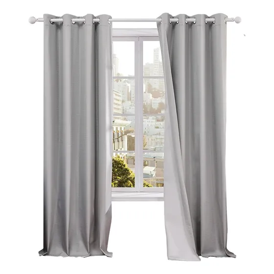 Cortina 100% Blackout Engomada Termica Set 2 Casatua 140x220 Color Gris claro