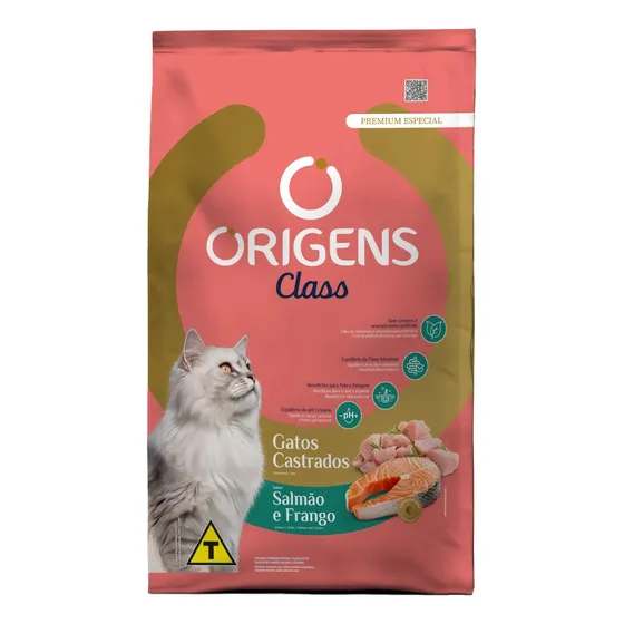 Ração Origens Class Gatos Castrados Salmão E Frango 10 Kg