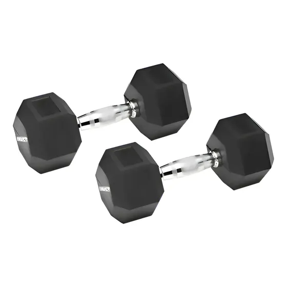 Par Mancuernas Hexagonales 5 kg Engomadas Acero Caucho Negro Pack 2 | Cuotas sin interés