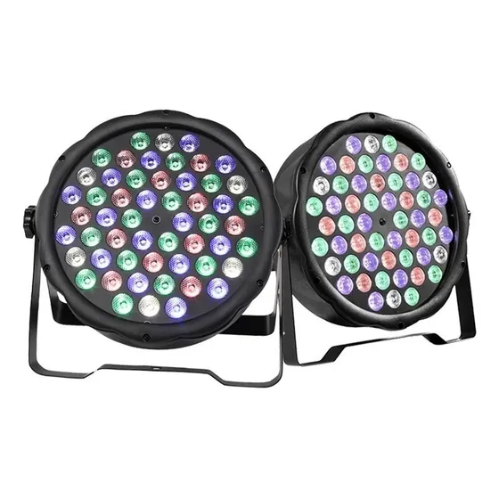 Kit 2 Canhao Led 64 Rgbw 54 Leds 3w Dmx Jogo De Luz Slim Pro 127/220v