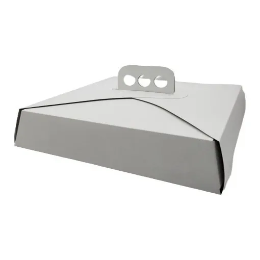 Caja Blanca Carton Torta Sandwich Manija 27x27x6cm Maletin