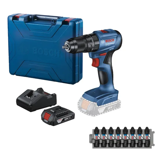 Taladro Percutor 13mm  Bosch Gsb 185 18v + Puntas Impacto