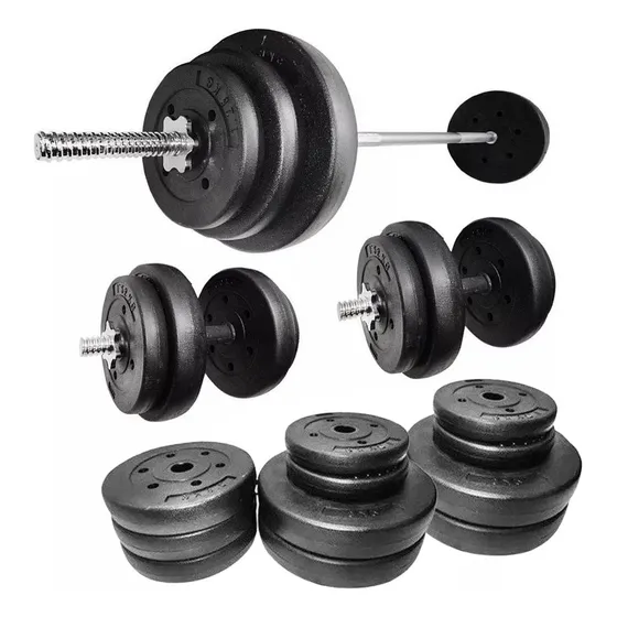 Set X2 Mancuernas + Barra Maciza De 1.50 Mts + 40 Kg El Rey