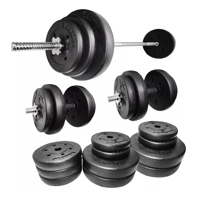 Set X2 Mancuernas + Barra Maciza De 1.50 Mts + 40 Kg El Rey