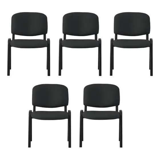 Silla De Visita Acolchada 5 Unidades Color Negro Material del tapizado Eco Cuero