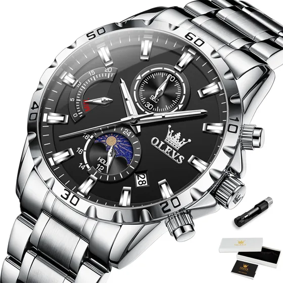 Olevs Relógio Masculino Pulseira De Aço À Prova D'água 2953